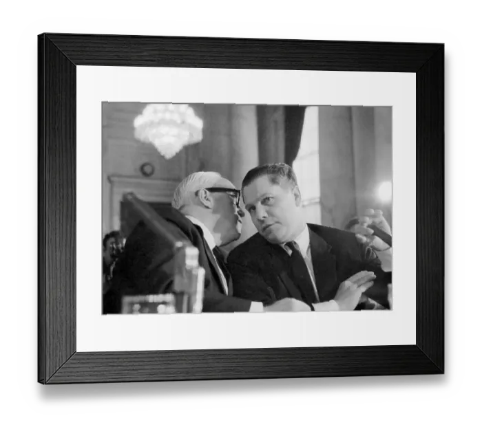 Framed Print : Jimmy Hoffa Listening to Attorney George Fitzgerald Framed Print : Jimmy Hoffa Listening to Attorney George Fitzgerald