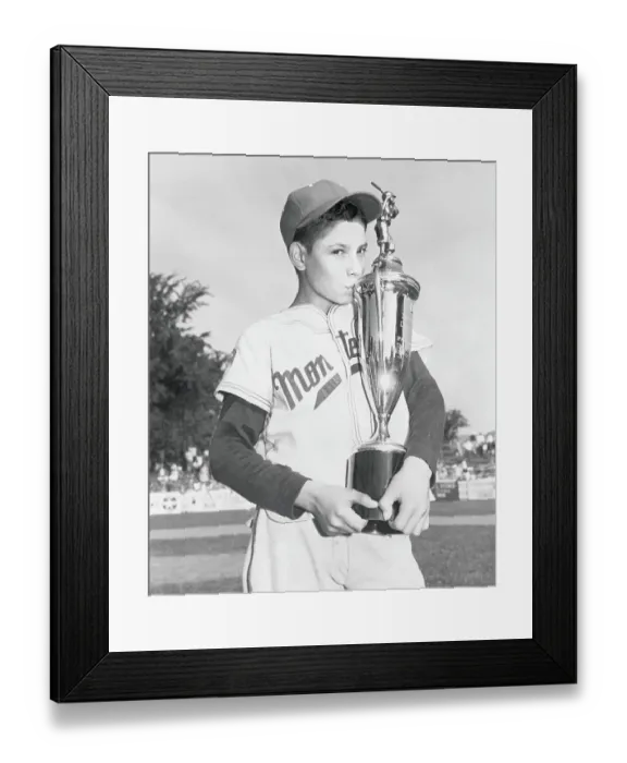 Framed Print : Young Angel Macias with His Baseball Trophy Framed Print : Young Angel Macias with His Baseball Trophy