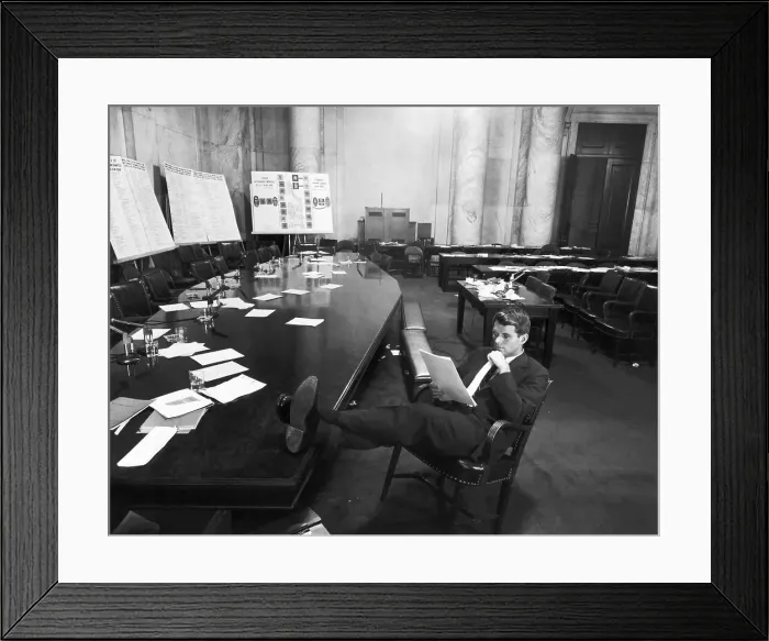 Framed Print : Robert Kennedy Sits Alone In Senate Room