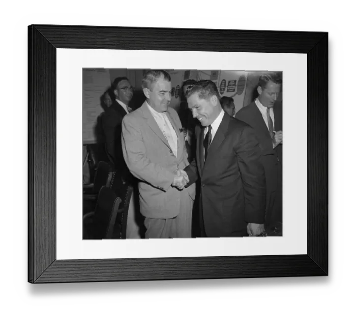 Framed Print : Jimmy Hoffa and John Cheasty Shaking Hands Framed Print : Jimmy Hoffa and John Cheasty Shaking Hands