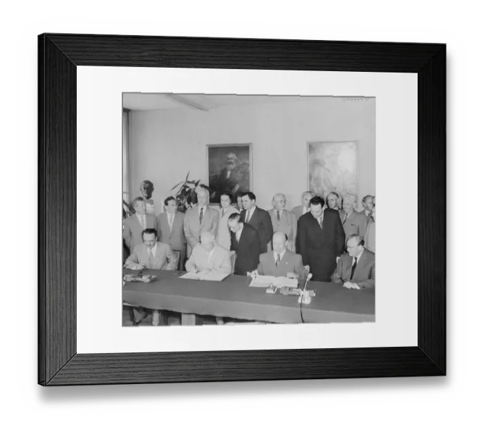 Framed Print : Nikita Khrushchev Signing a Declaration Framed Print : Nikita Khrushchev Signing a Declaration
