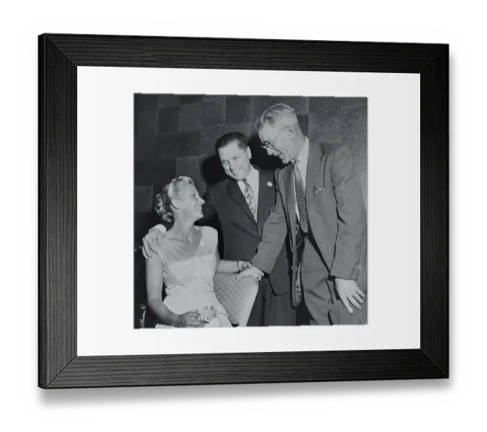 Framed Print : Portrait of James Hoffa with Wife and Andrew McFarlane Framed Print : Portrait of James Hoffa with Wife and Andrew McFarlane