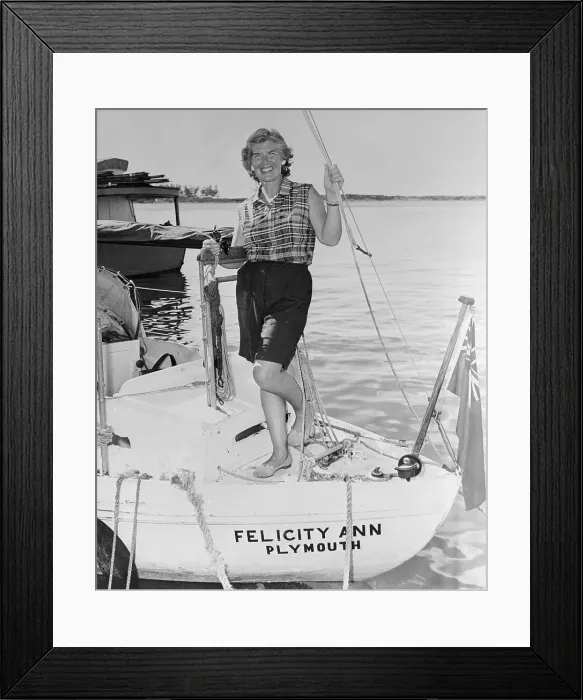 Framed Print : Ann Davidson Standing on Sailboat Framed Print : Ann Davidson Standing on Sailboat
