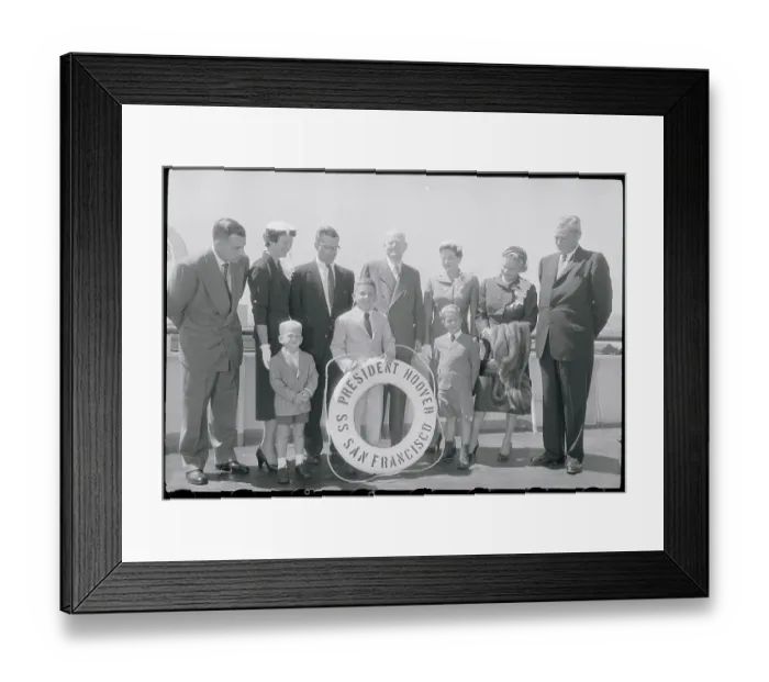 Framed Print : Herbert Hoover and Family Members Posing on Vessel Framed Print : Herbert Hoover and Family Members Posing on Vessel