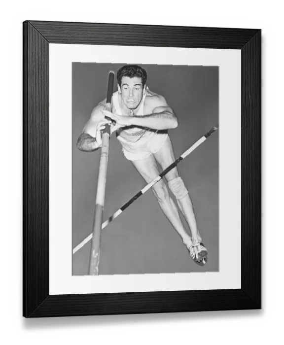 Framed Print : Don Bragg Going up and over at Pole Vault Competition Framed Print : Don Bragg Going up and over at Pole Vault Competition