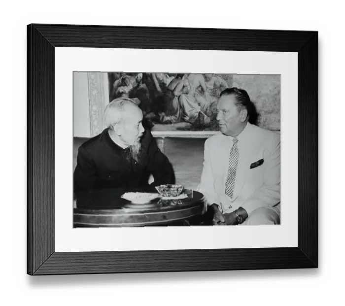 Framed Print : Josip Broz Tito Speaking with Ho Chi Minh