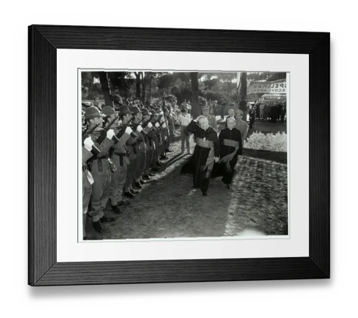 Framed Print : Cardinal Walking Past Guards Framed Print : Cardinal Walking Past Guards