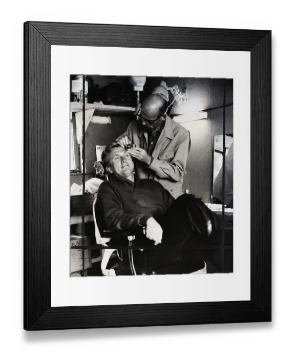 Framed Print : Kirk Douglas Seated In Makeup Chair Framed Print : Kirk Douglas Seated In Makeup Chair