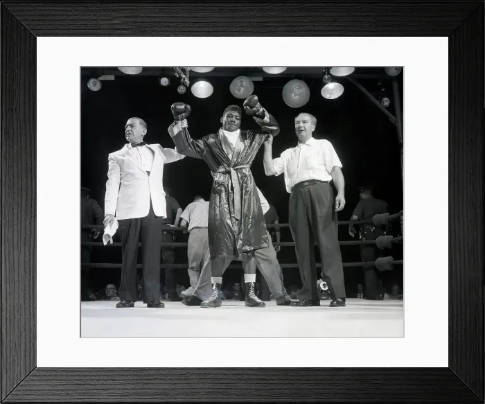 Framed Print : Referee and Trainer Raise Floyd Patterson's Hands