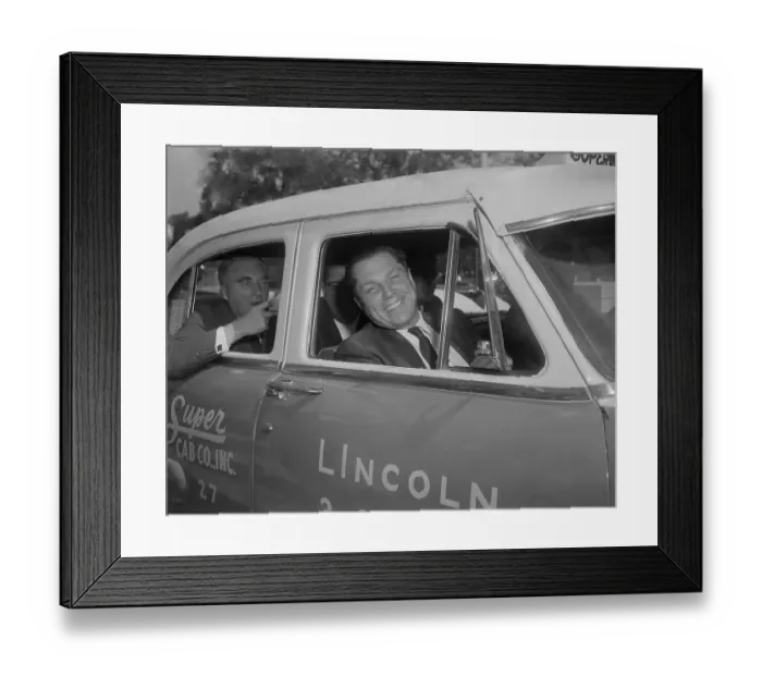 Framed Print : Jimmy Hoffa Smiling from Car Window Framed Print : Jimmy Hoffa Smiling from Car Window
