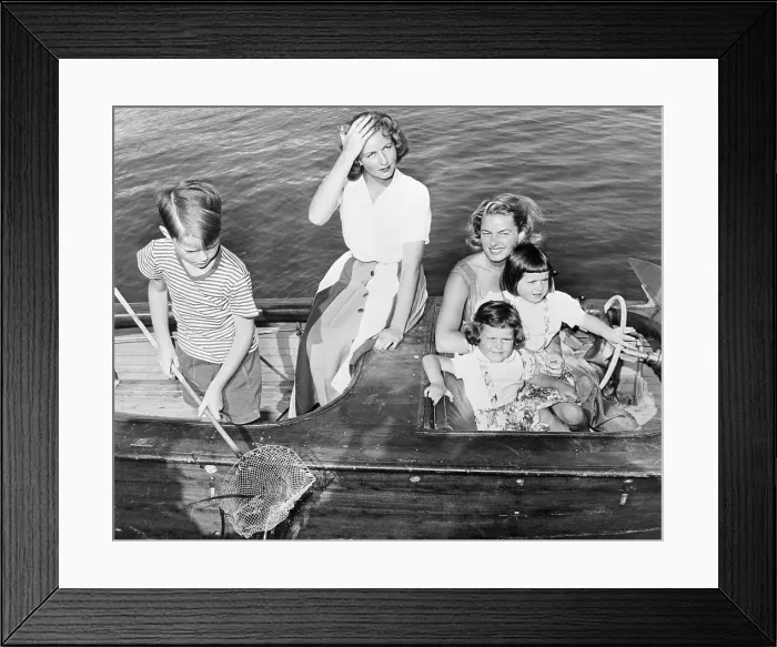 Framed Print : Ingrid Bergman Boating with Children Framed Print : Ingrid Bergman Boating with Children
