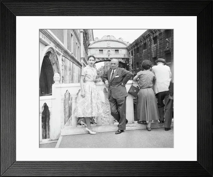 Framed Print : Opera Singer Maria Callas and Husband on Outdoor Balcony Framed Print : Opera Singer Maria Callas and Husband on Outdoor Balcony