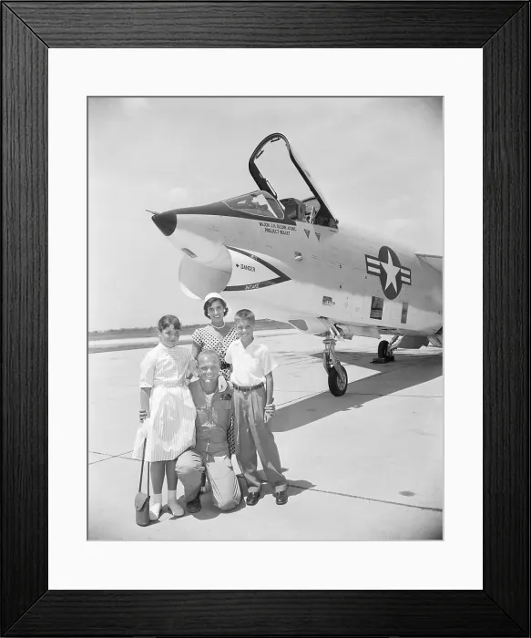 Framed Print : John Glenn Poses W / Family Beside Jet Framed Print : John Glenn Poses W / Family Beside Jet