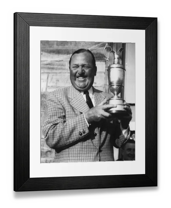 Framed Print : Golfer Arthur Bobby Locke Holds British Open Trophy Framed Print : Golfer Arthur Bobby Locke Holds British Open Trophy