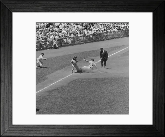 Framed Print : Mickey Mantle Sliding into Third Base Framed Print : Mickey Mantle Sliding into Third Base