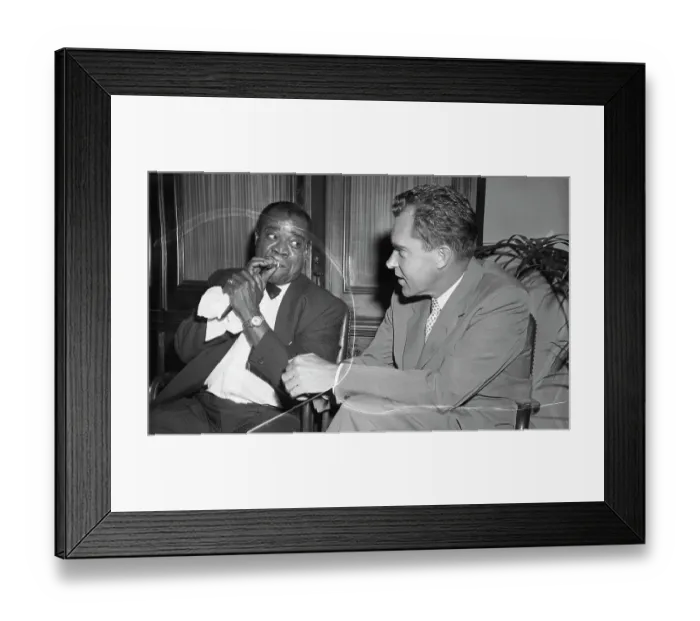 Framed Print : Louis Armstrong Demonstrating Horn Technique to Richard Nixon Framed Print : Louis Armstrong Demonstrating Horn Technique to Richard Nixon