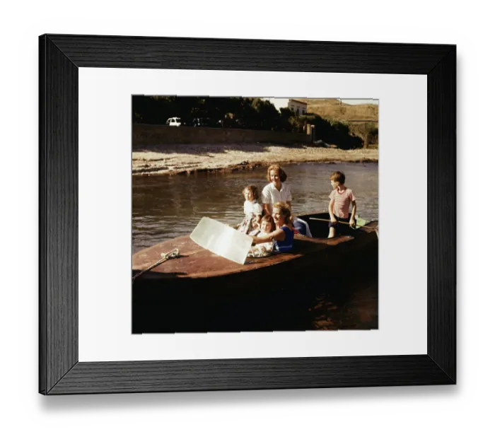 Framed Print : Ingrid Bergman and Children in Boat Framed Print : Ingrid Bergman and Children in Boat