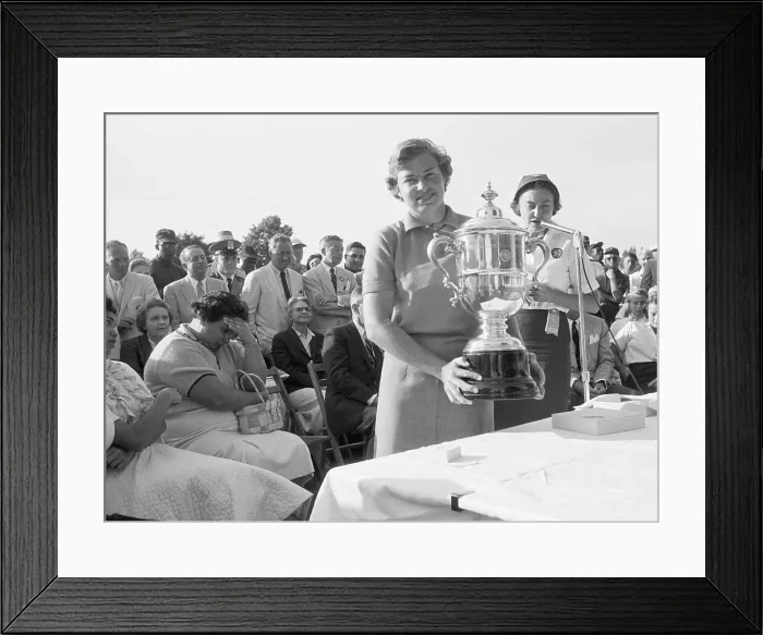 Framed Print : Golfer Betsy Rawls Holding a Trophy