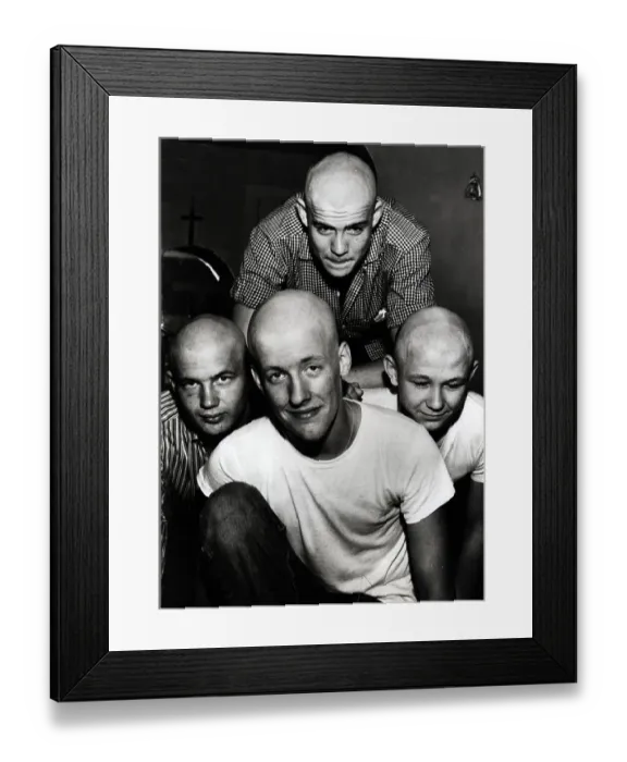 Framed Print : Boys Shave Heads to Form Yul Brynner Fan Club Framed Print : Boys Shave Heads to Form Yul Brynner Fan Club