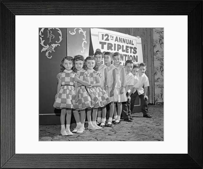 Framed Print : Portrait of Three Sets of Triplets Framed Print : Portrait of Three Sets of Triplets