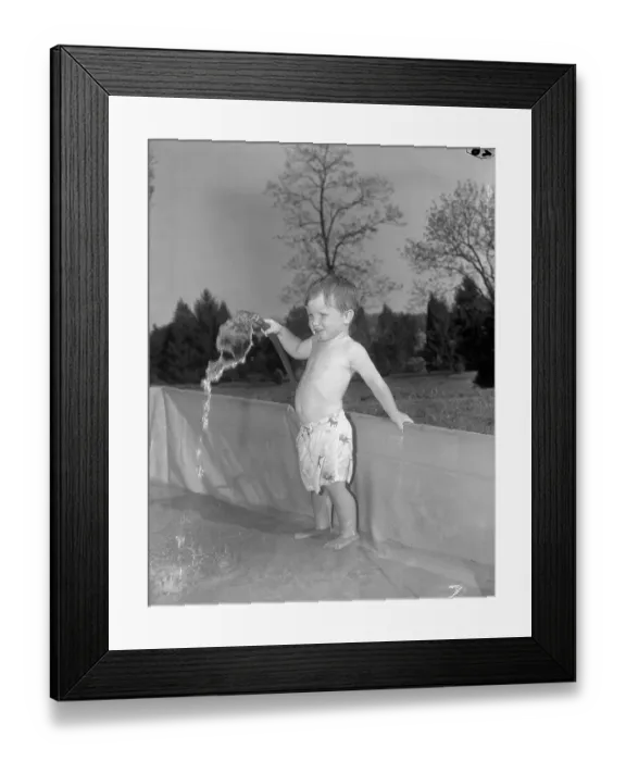 Framed Print : Young Robert Kennedy Jr. at Age Three Holding Water Hose Framed Print : Young Robert Kennedy Jr. at Age Three Holding Water Hose