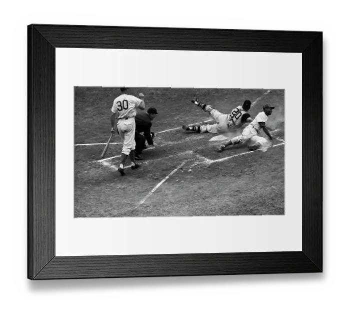 Framed Print : Ernie Banks Sliding Safely Into Home Framed Print : Ernie Banks Sliding Safely Into Home