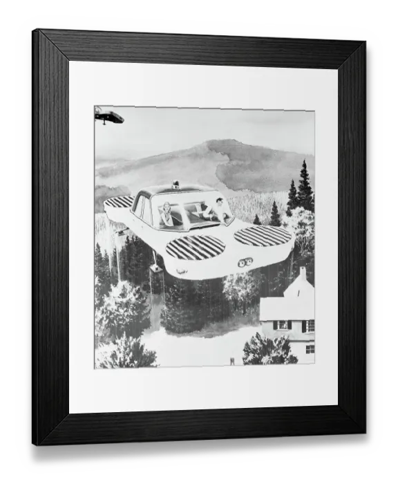 Framed Print : Artist's Conception of Flying Sedan Framed Print : Artist's Conception of Flying Sedan