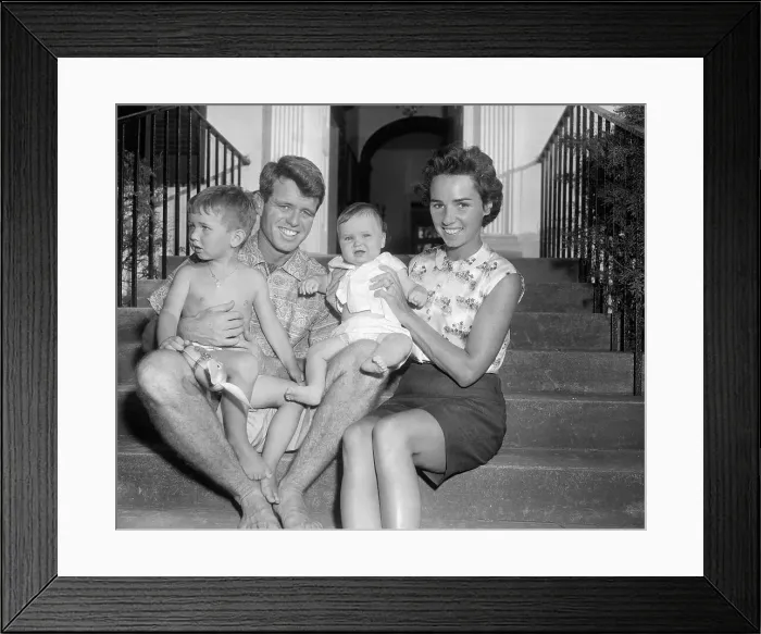 Framed Print : Robert and Ethel Kennedy with Their Children on Steps Framed Print : Robert and Ethel Kennedy with Their Children on Steps