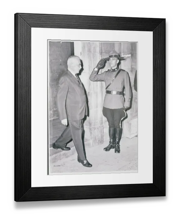 Framed Print : Policeman Saluting Louis St. Laurent Framed Print : Policeman Saluting Louis St. Laurent