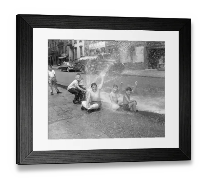 Framed Print : Kids Playing Around Fire Hydrant Framed Print : Kids Playing Around Fire Hydrant