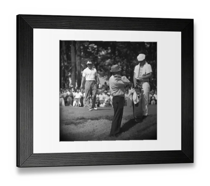 Framed Print : Caddy Watching Sam Snead Drop Ball over Shoulder Framed Print : Caddy Watching Sam Snead Drop Ball over Shoulder