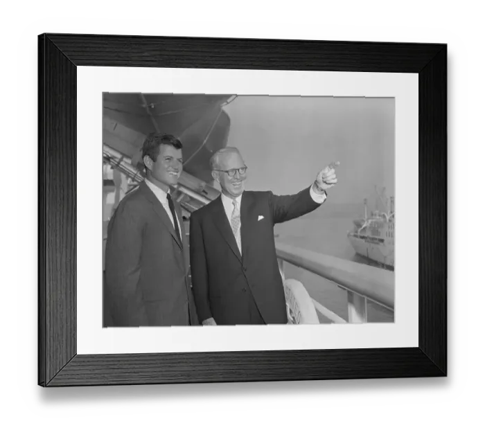 Framed Print : Joseph and Edward Kennedy Standing on Ship Framed Print : Joseph and Edward Kennedy Standing on Ship