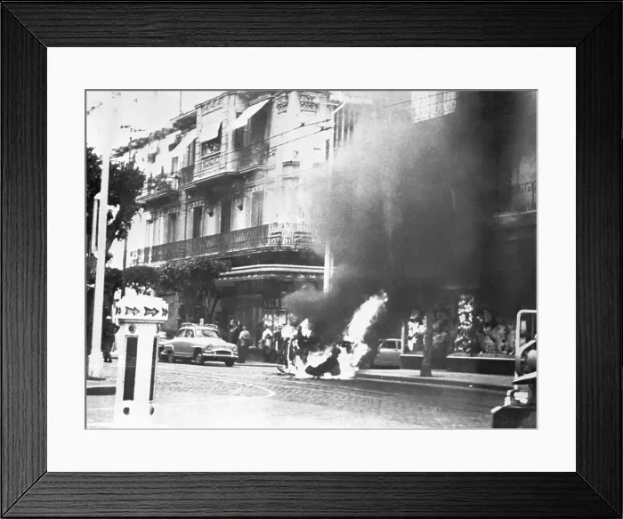 Framed Print : Burning Automobile During French Demonstration Framed Print : Burning Automobile During French Demonstration
