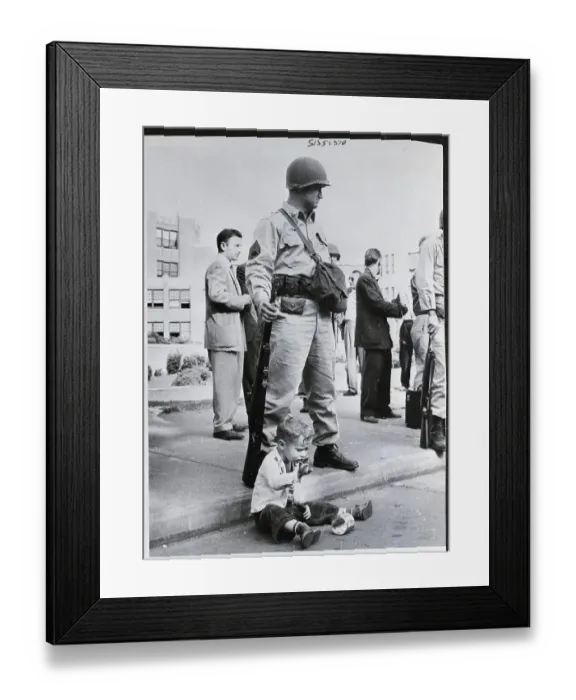 Framed Print : Child Playing At The Feet Of Guardsman Framed Print : Child Playing At The Feet Of Guardsman
