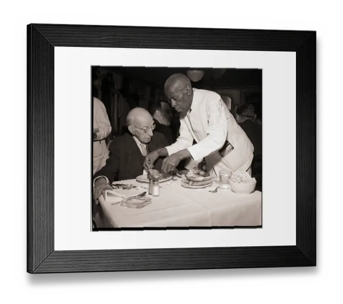 Framed Print : Veteran Waiter Serving Loyal Customer Framed Print : Veteran Waiter Serving Loyal Customer