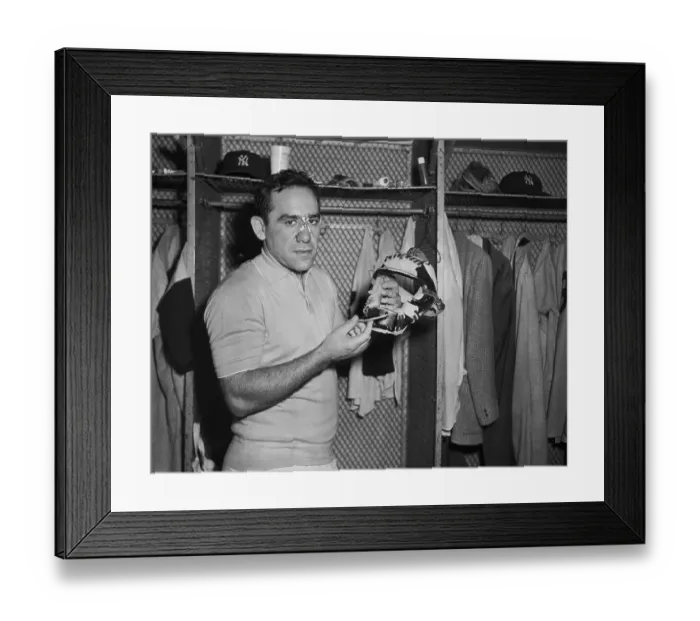 Framed Print : Yogi Berra Holding Catchers Mask Framed Print : Yogi Berra Holding Catchers Mask