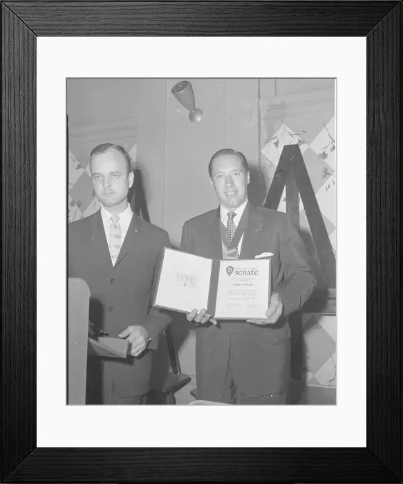 Framed Print : Bob Feller Posing with Pitching Award Framed Print : Bob Feller Posing with Pitching Award