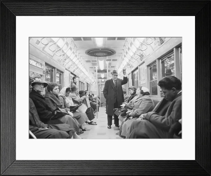 Framed Print : Subway Patrons Adjust to New Lighting Framed Print : Subway Patrons Adjust to New Lighting