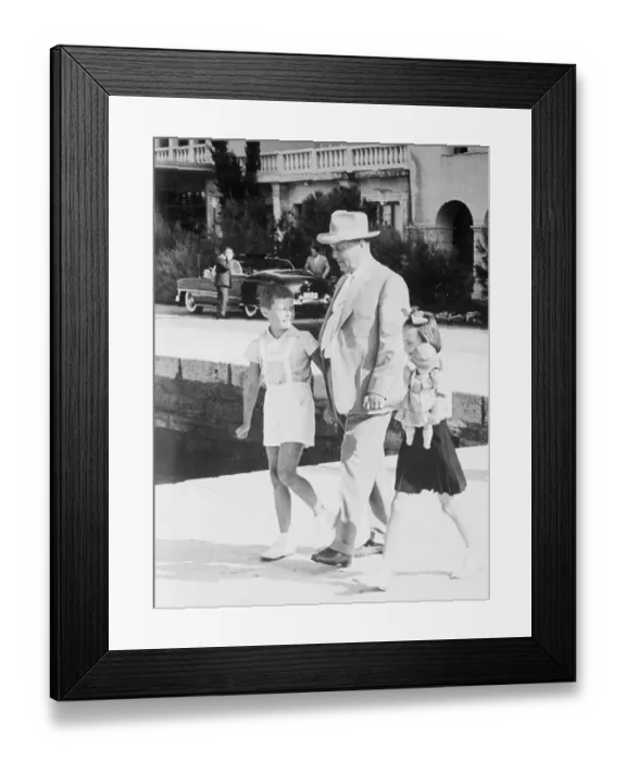 Framed Print : Josip Broz Tito Walking with His Two Grandchildren
