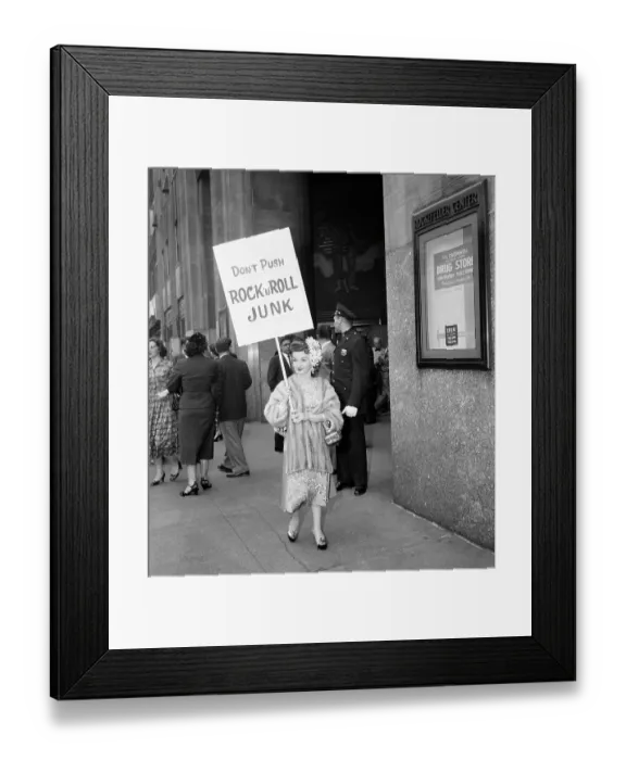 Framed Print : Woman Protesting Rock and Roll Music Framed Print : Woman Protesting Rock and Roll Music