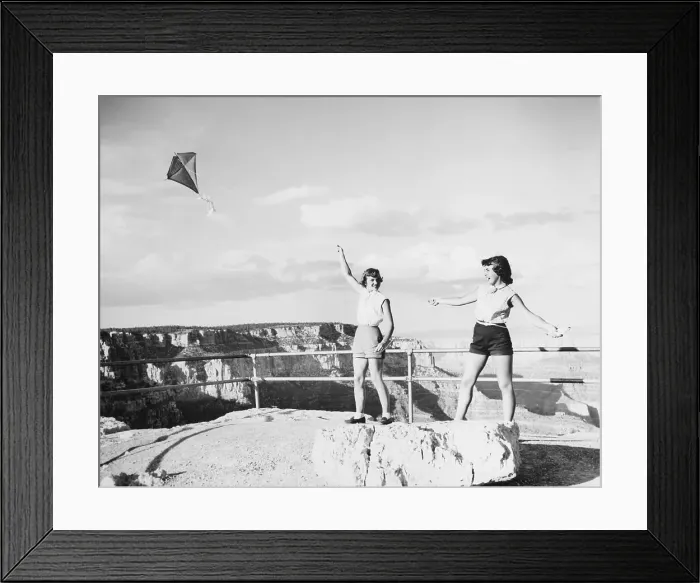 Framed Print : Girls Flying Kite at the Grand Canyon Framed Print : Girls Flying Kite at the Grand Canyon