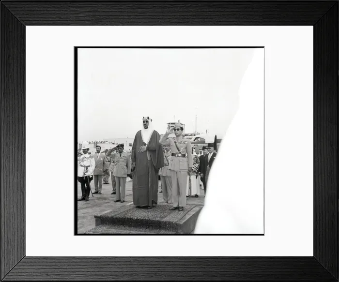 Framed Print : King Saud and King Faisal Saluting Framed Print : King Saud and King Faisal Saluting