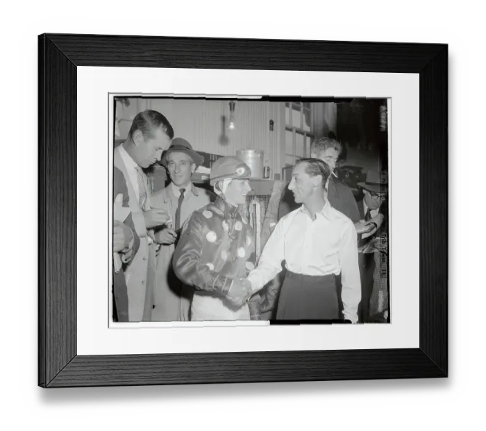 Framed Print : Jockey Eddie Arcaro Shaking Willie Hartack's Hand Framed Print : Jockey Eddie Arcaro Shaking Willie Hartack's Hand