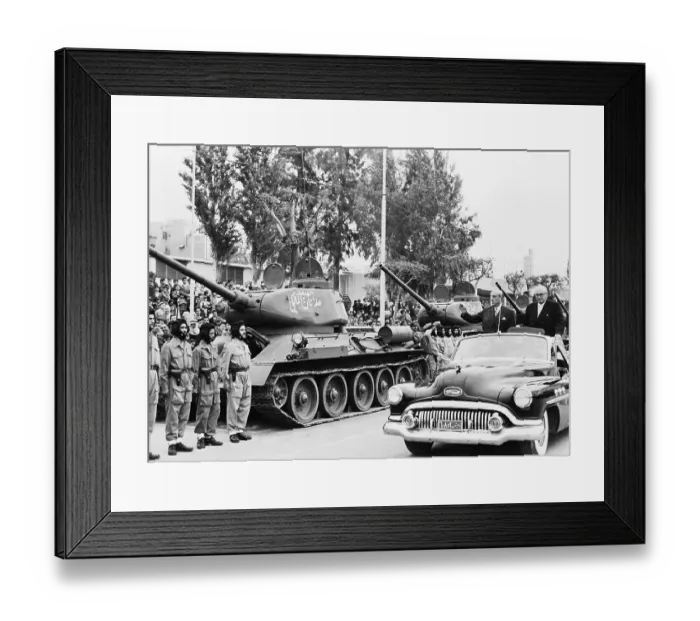 Framed Print : Syrian President and Defense Minister with Tank at Military Parade Framed Print : Syrian President and Defense Minister with Tank at Military Parade