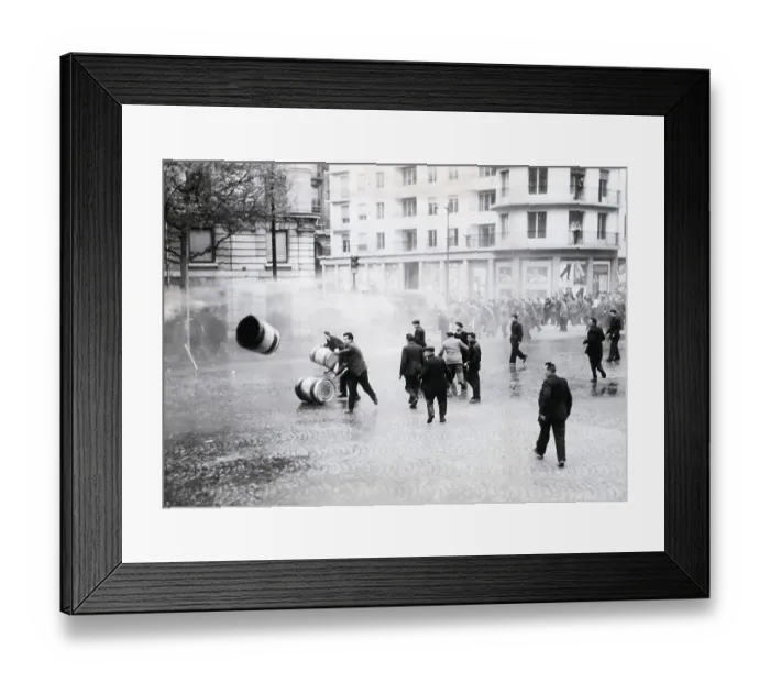 Framed Print : Rioting Transport Workers Throw Barrel Framed Print : Rioting Transport Workers Throw Barrel