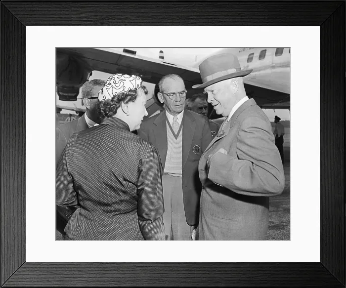 Framed Print : President and Mrs. Eisenhower Being Greeted by Clifford Roberts Framed Print : President and Mrs. Eisenhower Being Greeted by Clifford Roberts
