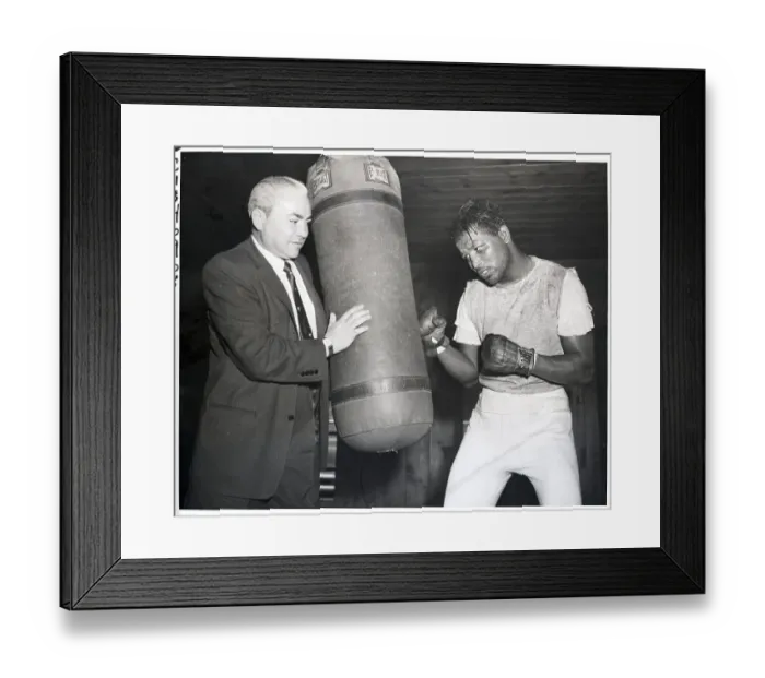 Framed Print : Sugar Ray Robinson Punching Bag at Training Framed Print : Sugar Ray Robinson Punching Bag at Training
