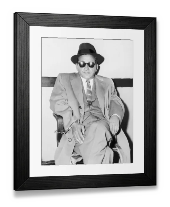 Framed Print : Gangster Sam Giancana Handcuffed to a Chair Framed Print : Gangster Sam Giancana Handcuffed to a Chair