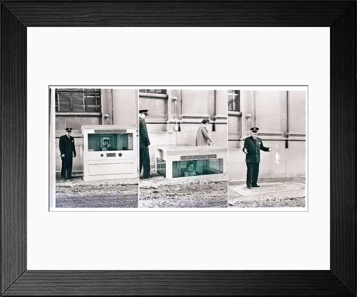Framed Print : Triptych of Curbside Bank Teller Service Framed Print : Triptych of Curbside Bank Teller Service