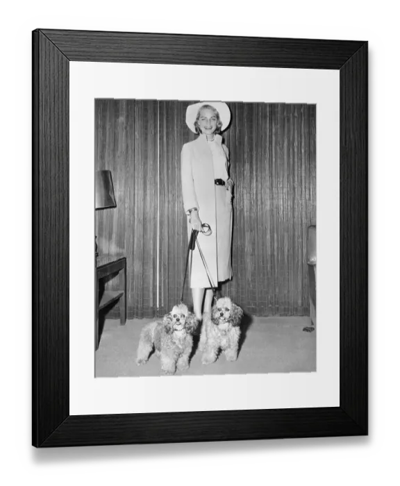 Framed Print : Lauren Bacall Posing with Two Dogs Framed Print : Lauren Bacall Posing with Two Dogs